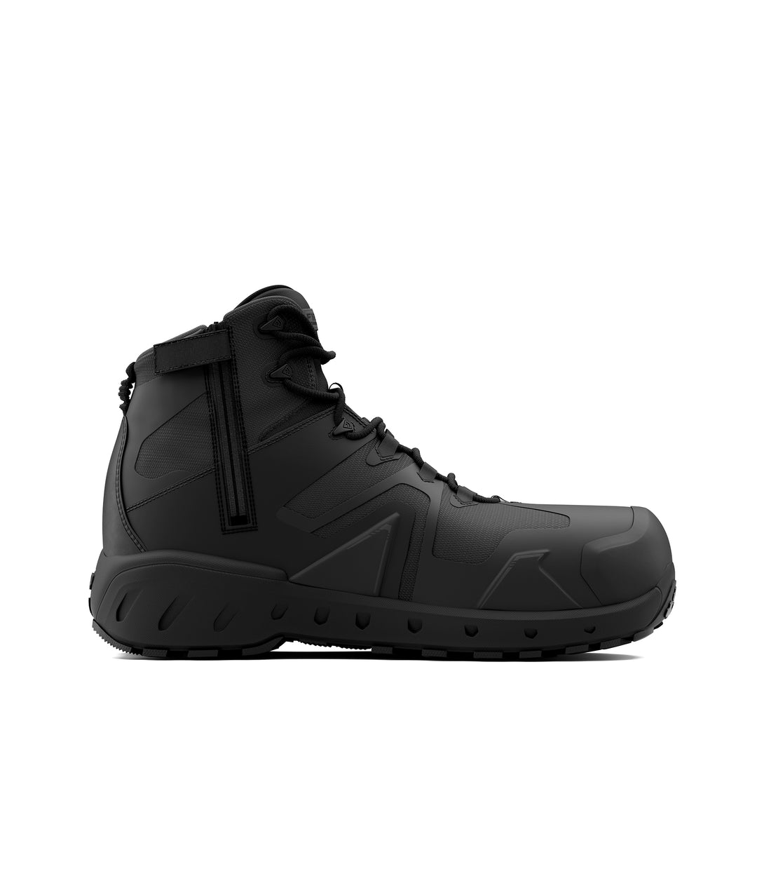 Side view photo of Men's 5" AERO-TAC™ Safety Toe Side-Zip Mid Boot in black|color_black