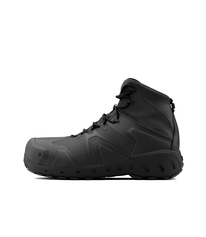 Side view photo of Men's 5" AERO-TAC™ Safety Toe Side-Zip Mid Boot in black|color_black