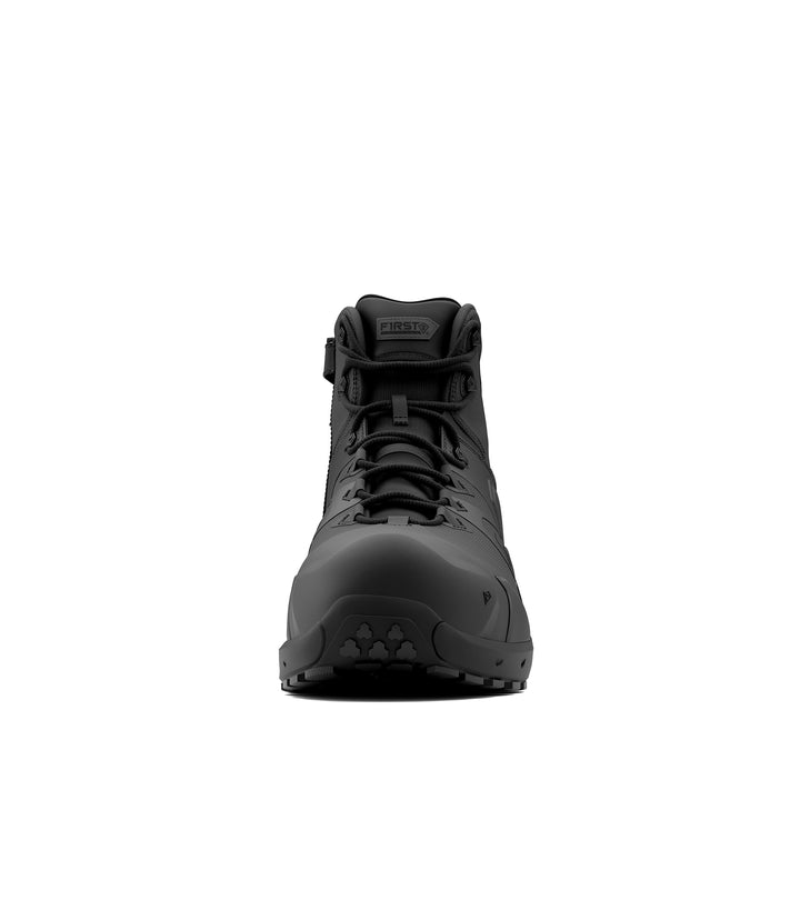 Front view photo of Men's 5" AERO-TAC™ Safety Toe Side-Zip Mid Boot in black|color_black