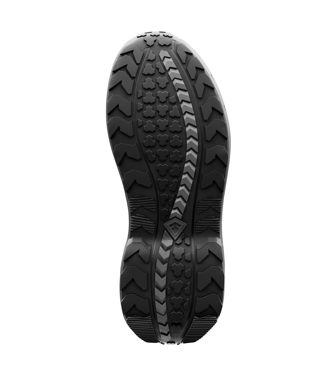 Bottom sole view of 5 inch AERO-TAC polished side-zip boot in color black
