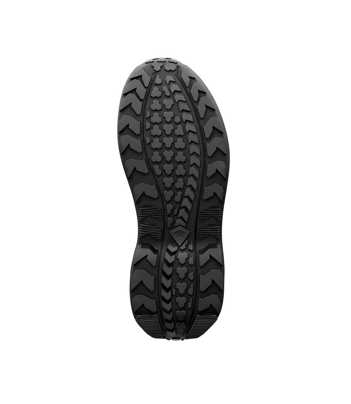 Bottom sole view of 5 inch AERO-TAC polished side-zip boot in color black|color_black