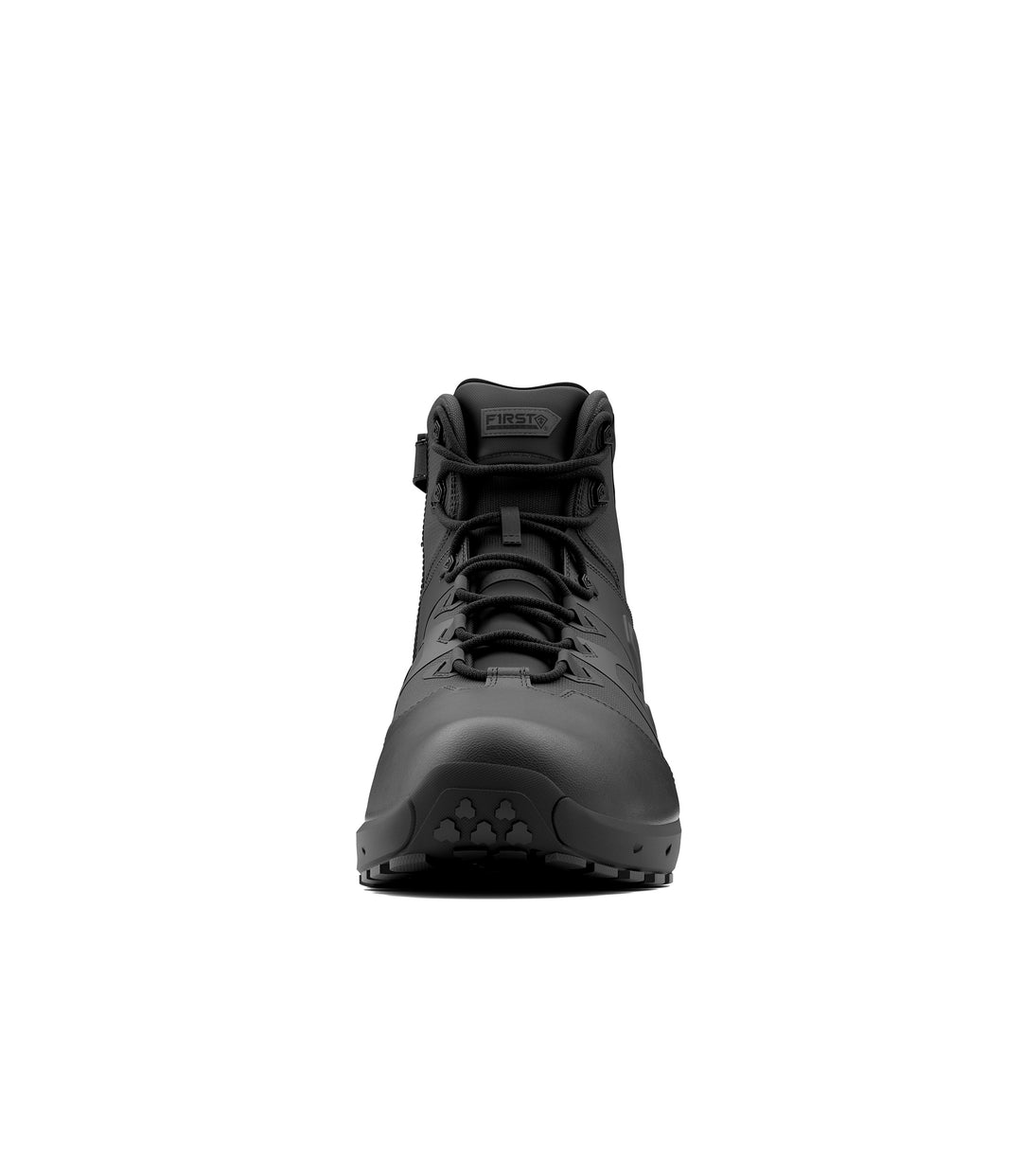 Front view of 5 inch AERO-TAC polished side-zip boot in color black|color_blac