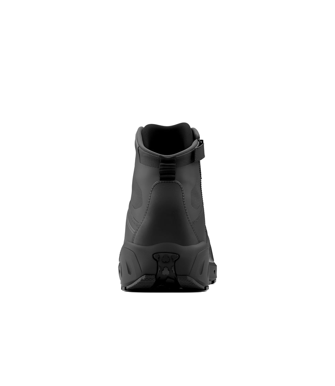 Back side view of 5 inch AERO-TAC polished side-zip boot in color black|color_black