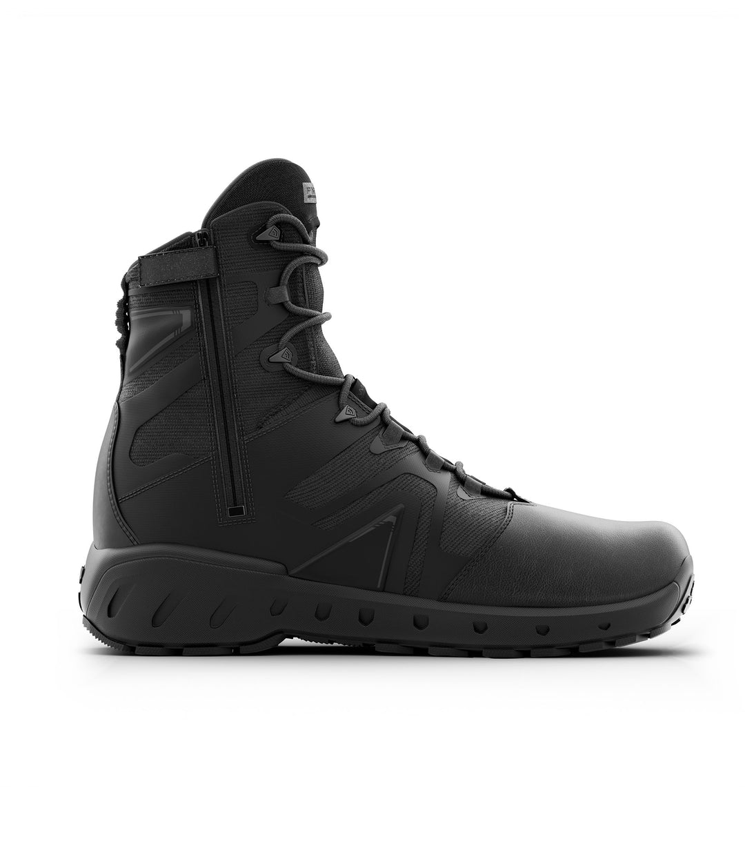 Left side view of 8 inch AERO-TAC polished side-zip boot