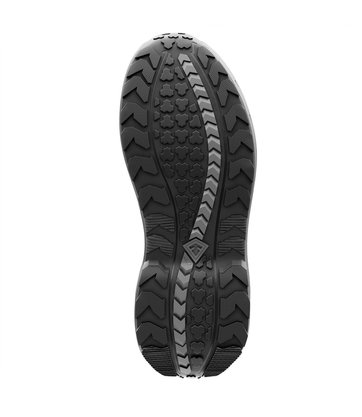 Bottom sole view of 8 inch AERO-TAC polished side-zip boot in color black