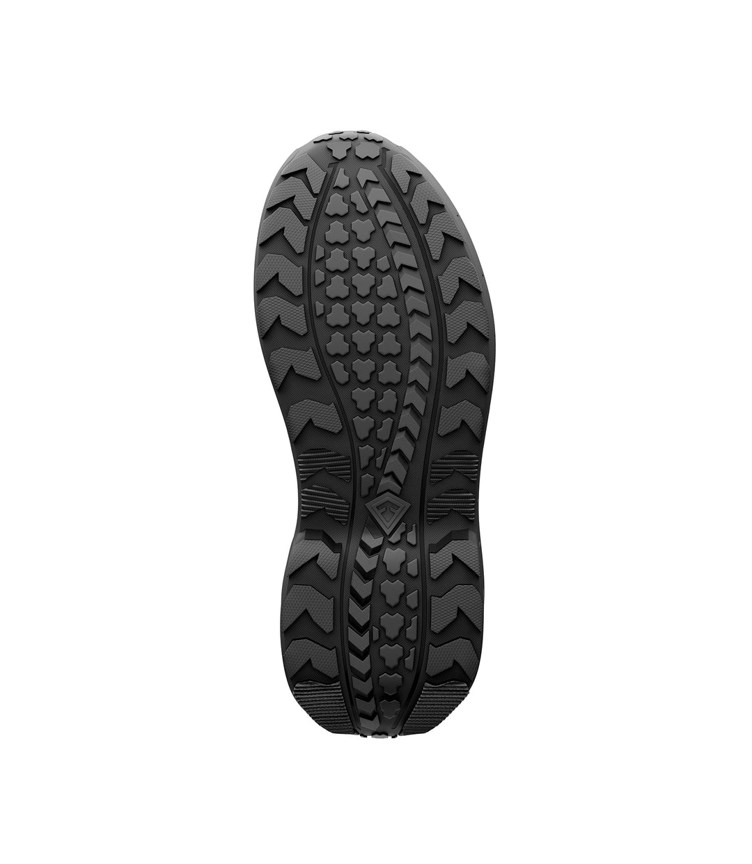 Bottom sole view of 8 inch AERO-TAC polished side-zip boot in color black|color_black