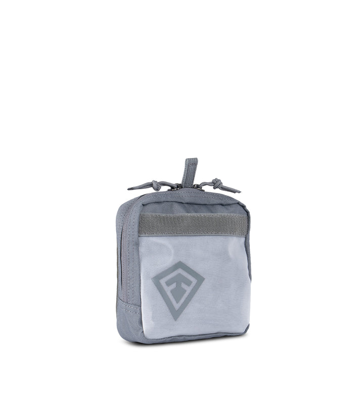 1/4 front side view of 6 X 6 Velcro Pouch in Asphalt |color_asphalt