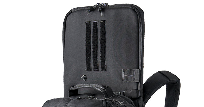 Rifle Sleeve works with Hook and Hang Thru™ compartment in First Tactical backpacks for reliable firearm transportation.
