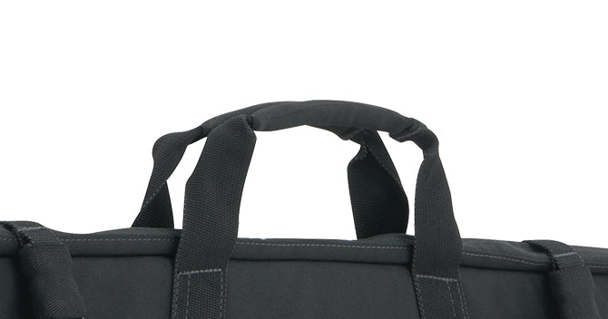 Padded and reinforced carrying handles easily tuck away when not needed in the backpacks.