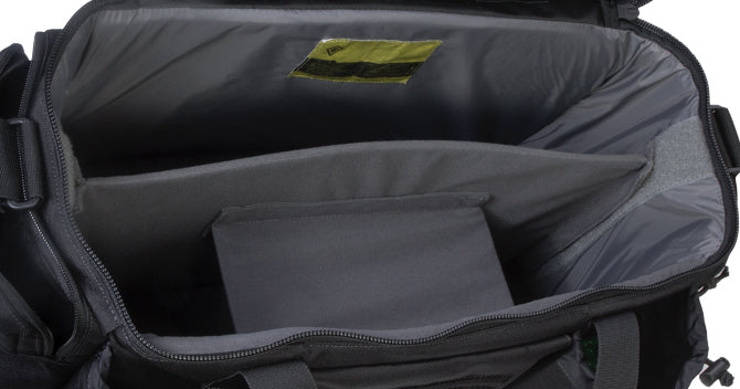 The main compartment opens to 3 fill panels of hook and loop, allowing for ultimate customization.