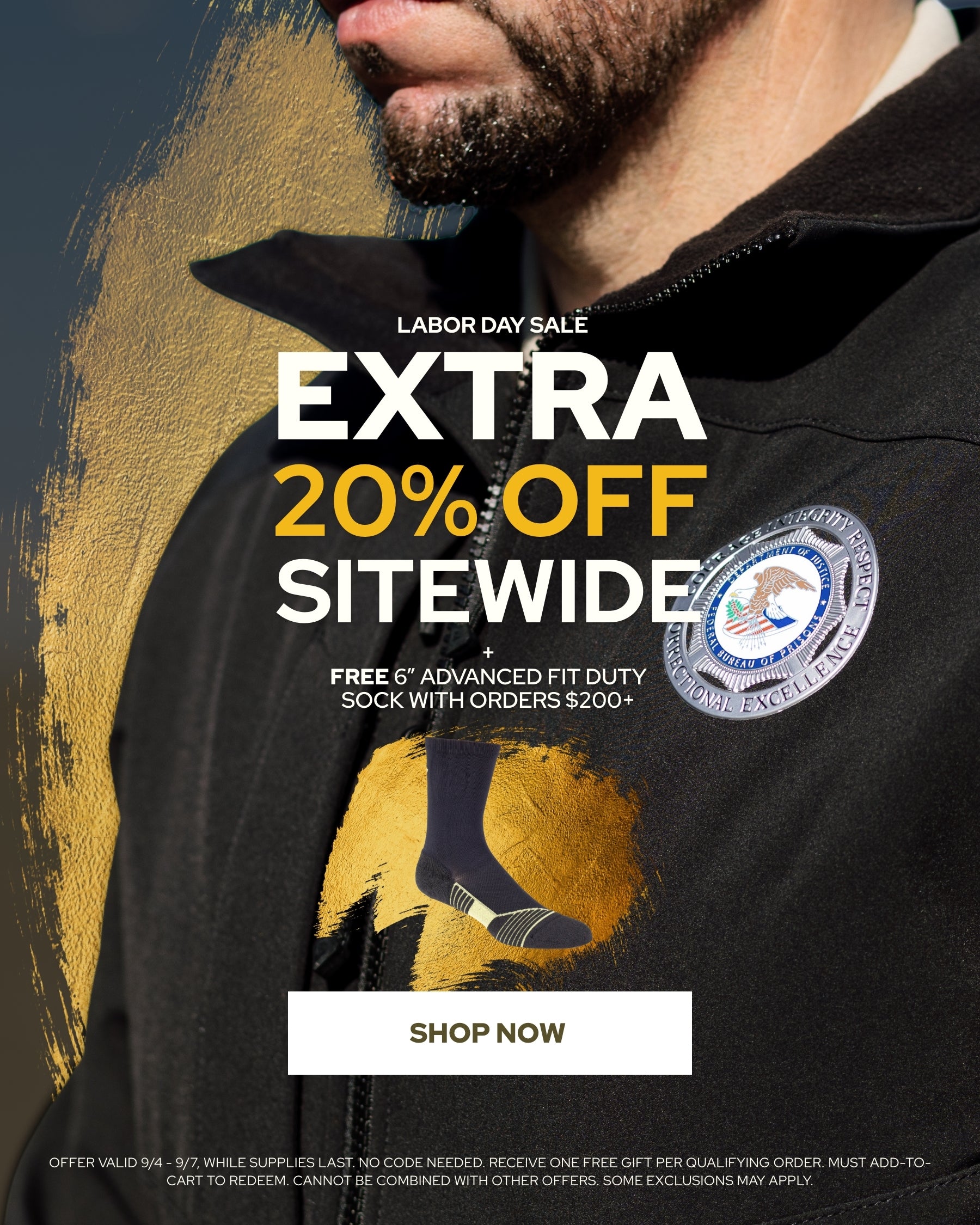 Labor Day Sale. Extra 20% Off Sitewide. Plus, Free 6 inch Advanced Fit Duty Sock with orders $200+. Offer Valid 9/14-9/7, while supplies last. No code needed. Received one free gift per qualifying order. Must add-to-cart to redeem. Cannot be combined with other offers. Some exclusions may apply. Shop now.