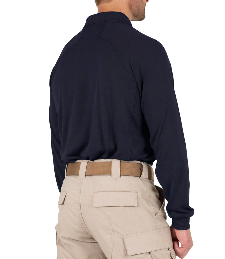 Side of Men's Performance Long Sleeve Polo in Midnight Navy