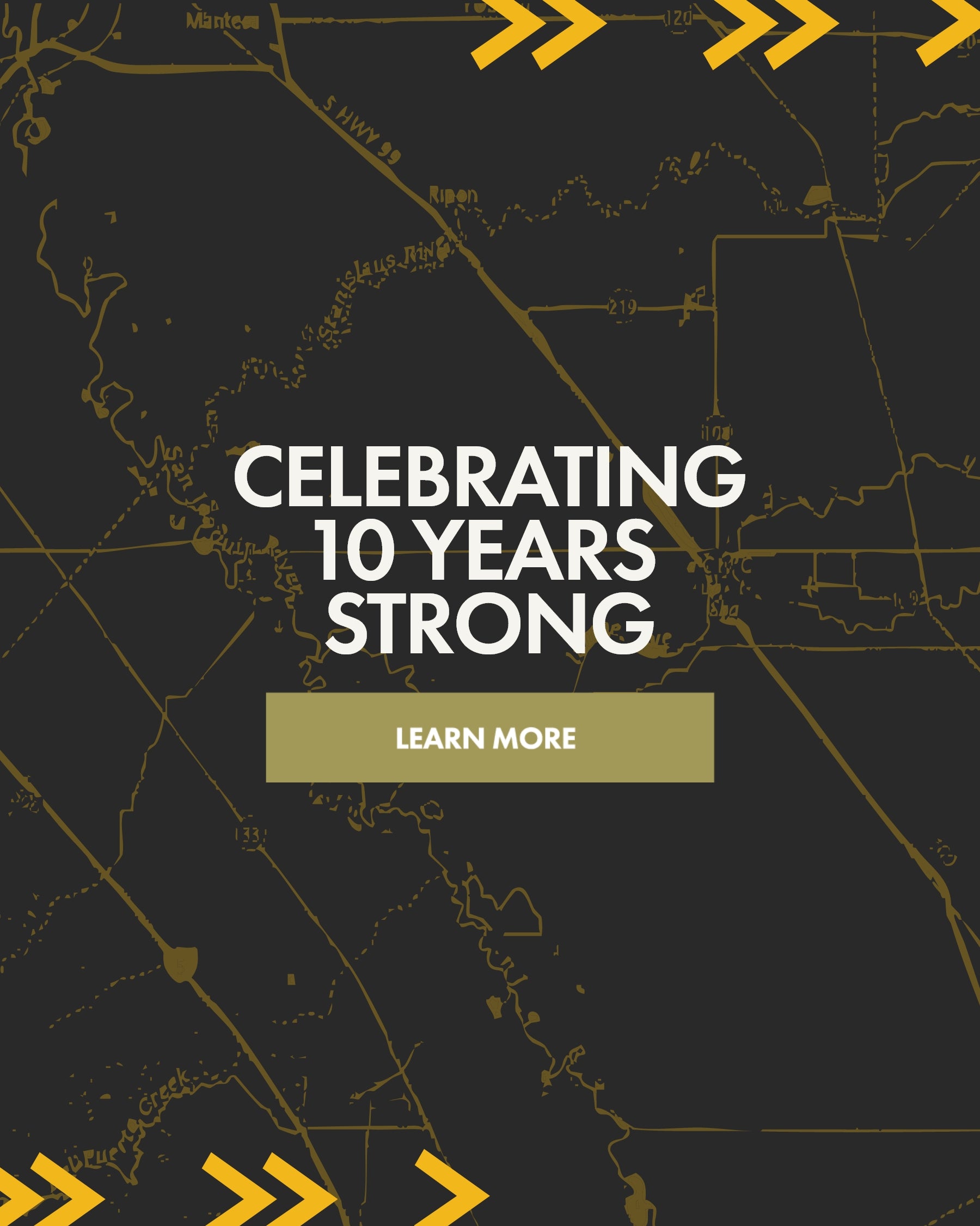 Celebrating 10 Years Strong Banner for Mobile