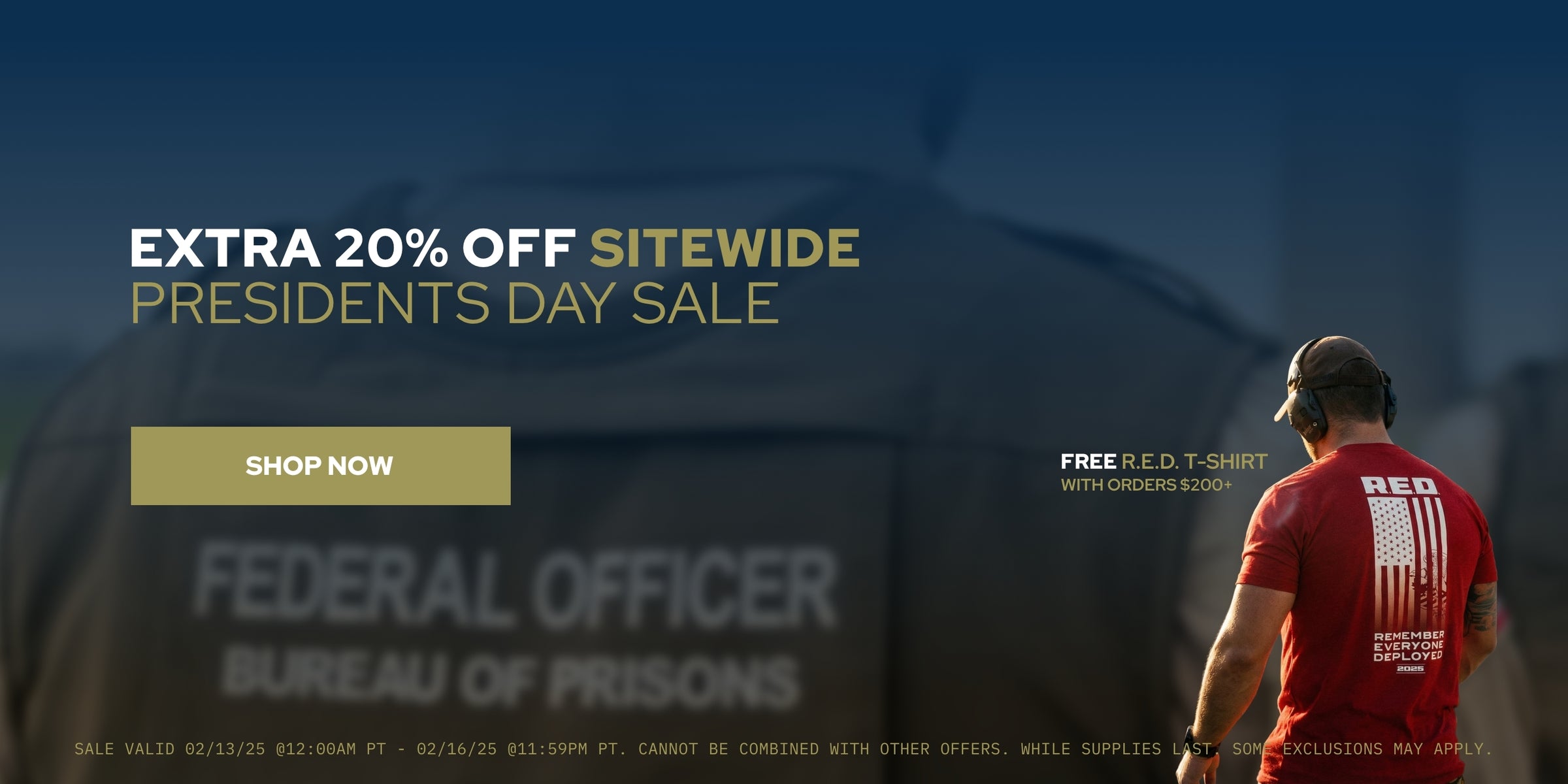 Extra 20% Off Sitewide. Presidents Day Sale. Plus, Free R.E.D. T-Shirt with orders $200+. Show Now