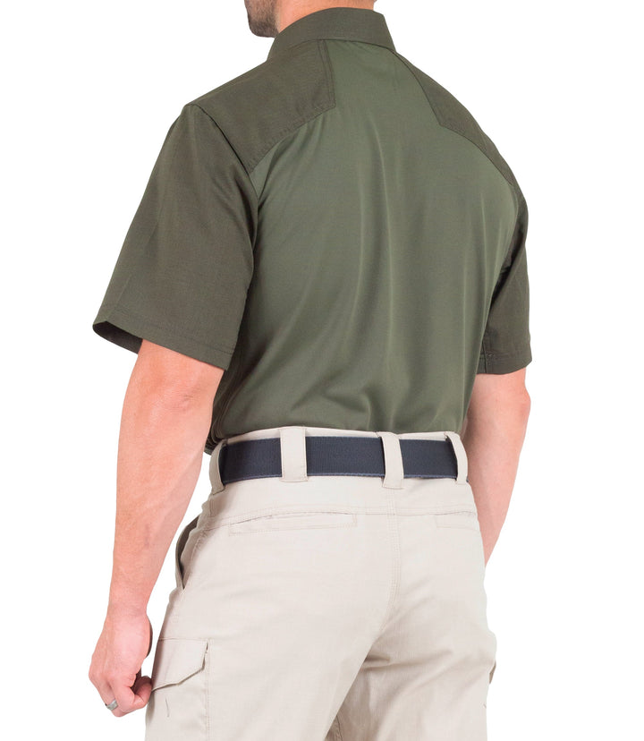Side of Men's V2 Pro Performance Short Sleeve Shirt in OD Green
