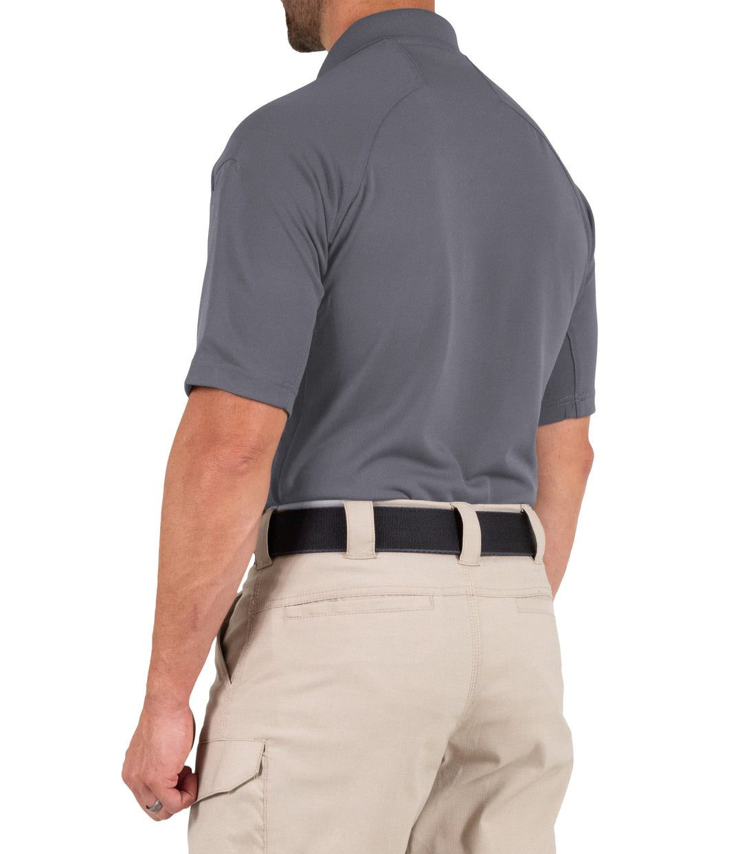 Side of Men's Performance Short Sleeve Polo in Wolf Grey