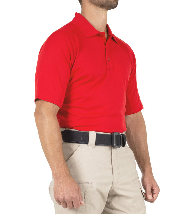 Side of Men's Performance Short Sleeve Polo in Red