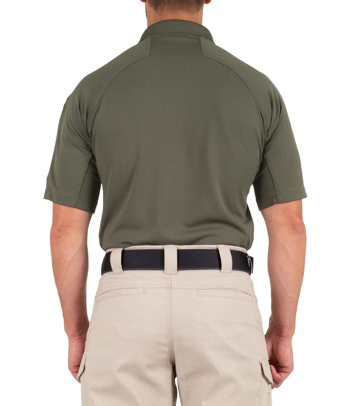 Back of Men's Performance Short Sleeve Polo in OD Green