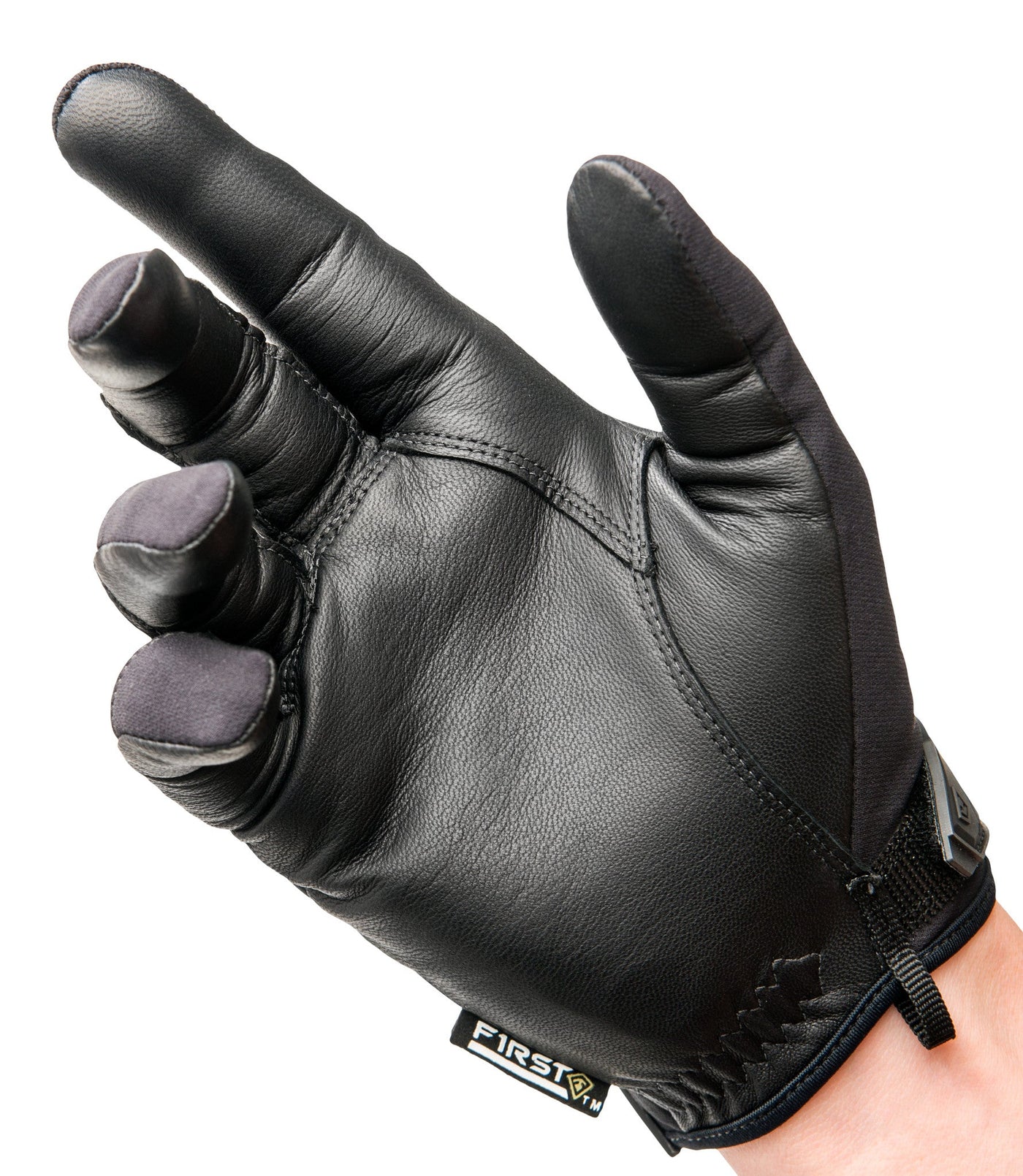 Fingertips of Men’s Medium Duty Padded Glove in Black