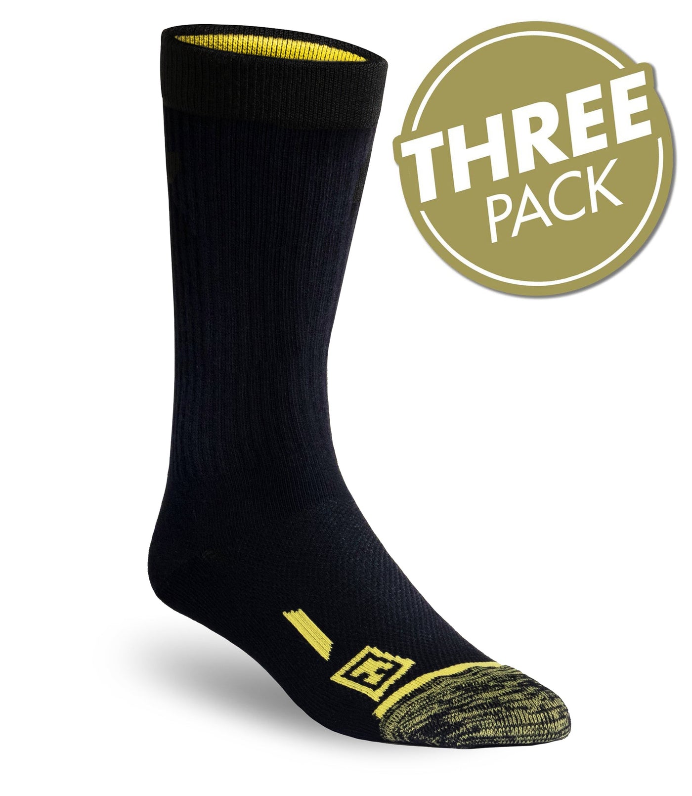 Front of 9” Duty Sock 3-Pack in Black