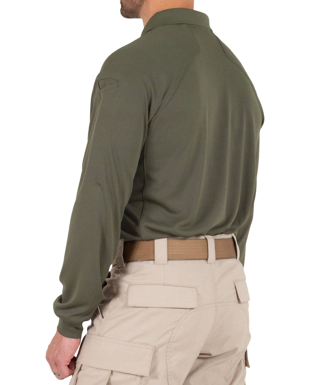 Side of Men's Performance Long Sleeve Polo in OD Green