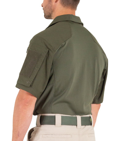 Side of Men's Defender Short Sleeve Shirt in OD Green